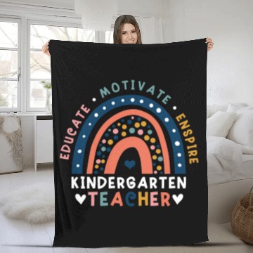Discover Educate Motivate Inspire Kindergarten Teacher Fleece Blankets