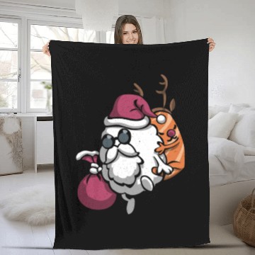 Discover Sushi Santa - Christmas Santa Claus Fleece Blankets