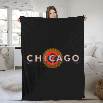 Discover Chicago Theatre Marquee Night Fleece Blankets