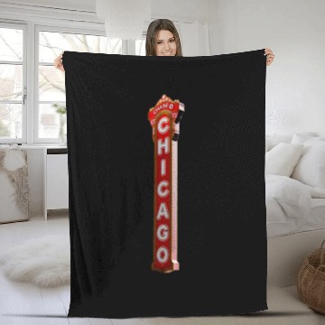 Discover Chicago Theatre Blade Marquee Angled Fleece Blankets