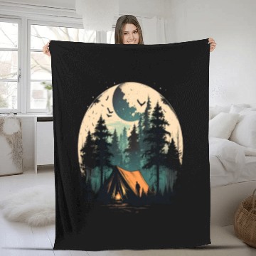 Discover I Love Camping Cool Camping Trip Big Moon Fleece Blankets