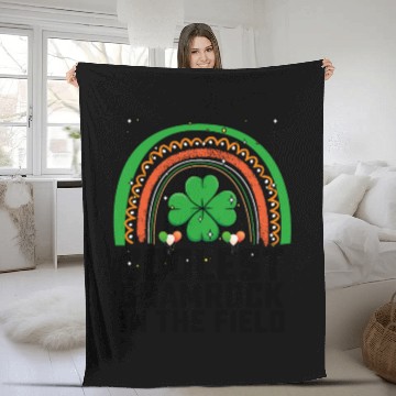 Discover Coolest Shamrock In The Field Boho Rainbow Fleece Blankets
