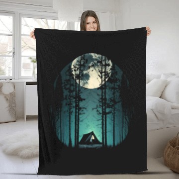 Discover I Love Camping Cool Camping Trip Big Moon Fleece Blankets