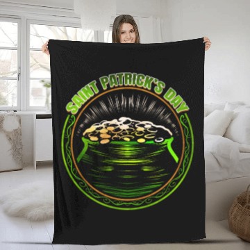 Discover Pot Of Gold Logo For St Patricks Day Fleece Blankets