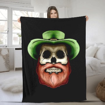 Discover Skull With Green Hat And Red Beard For St Fleece Blankets