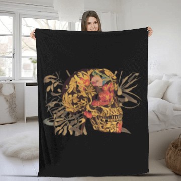 Discover floral butterfly skull art illustration abstract Fleece Blankets