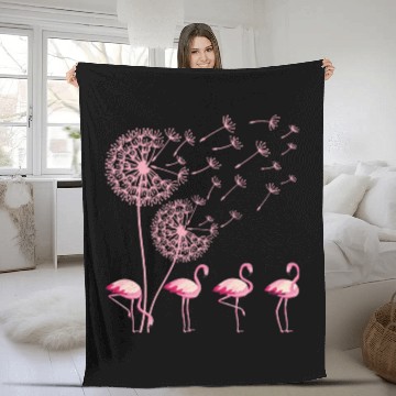 Discover Flower Dandelion Tropical Bird Pink Flamingo Fleece Blankets