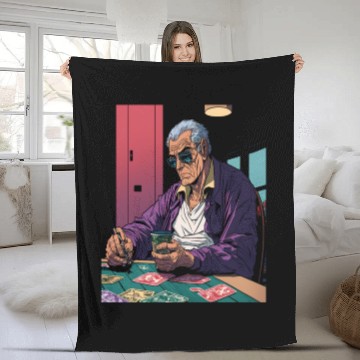 Discover Cool Poker Fans Retro Comic Style Poker Player Fleece Blankets
