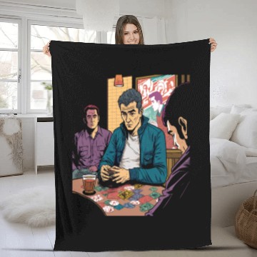 Discover Cool Poker Fans Retro Comic Style Poker Player Fleece Blankets