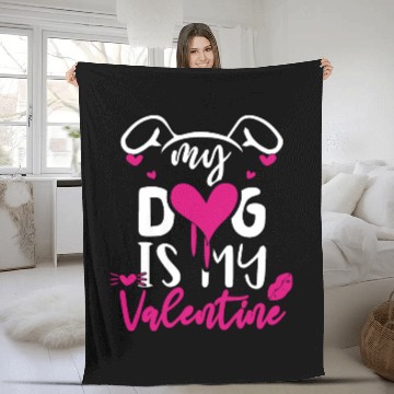 Discover My dog is my valentine Fleece Blankets