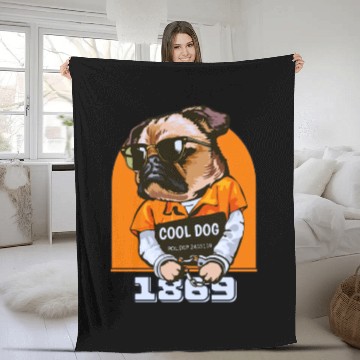 Discover Black Orange Cool Dog Fleece Blankets