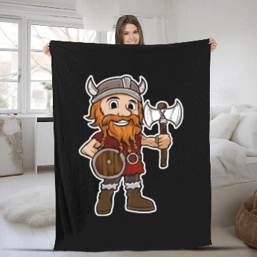 Discover Viking Warrior Valhalla Norman Odin Axe Fleece Blankets