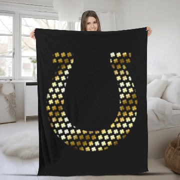 Discover Golden Shamrocks Forming A Horseshoe On St Fleece Blankets