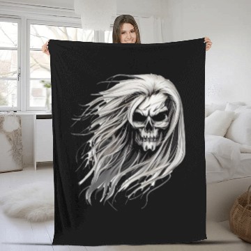 Discover Skull and Tresses Fleece Blankets