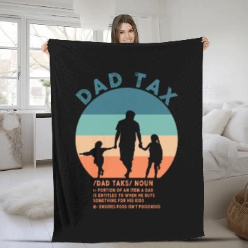 Discover Vintage Dad Tax Definition Men Funny Father's Day Fleece Blankets
