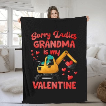 Discover Grandma Is My Valentine Trex Dino Excavator Fleece Blankets