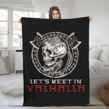 Discover Let's Meet In Valhalla Viking Skull Norse Mytholog Fleece Blankets