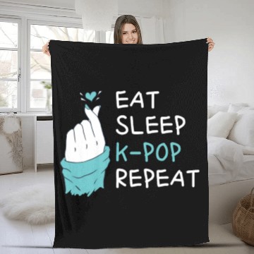 Discover Eat Sleep Kpop Repeat Finger Heart Korean Pop Musi Fleece Blankets
