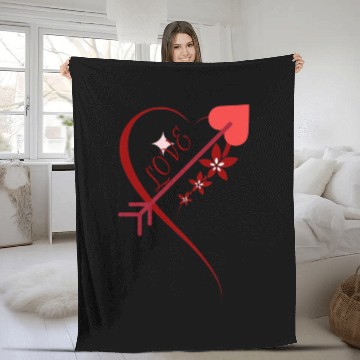 Discover Red floral cupid arrows heart Valentine's day Fleece Blankets