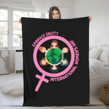 Discover Happy International Women's Day Embrace Equity Fleece Blankets
