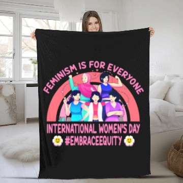 Discover International Women's Day Embrace Equity Feminism Fleece Blankets