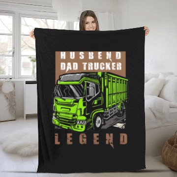 Discover Husband Dad Trucker Legend Fleece Blankets