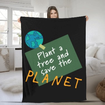 Discover Plant a tree, save the planet.(orange) Fleece Blankets