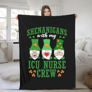 Discover Shenanigans With My ICU Nurse Crew Saint Fleece Blankets