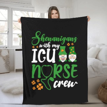 Discover Shenanigans With My ICU Nurse Crew Saint Fleece Blankets
