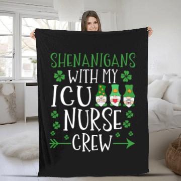 Discover Shenanigans With My ICU Nurse Crew Saint Fleece Blankets