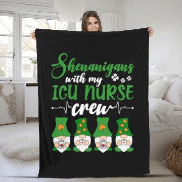 Discover Shenanigans With My ICU Nurse Crew Saint Fleece Blankets
