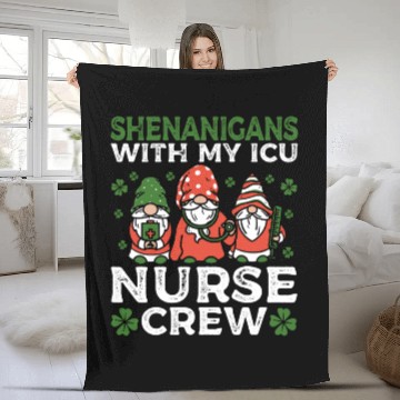 Discover Shenanigans With My ICU Nurse Crew Saint Fleece Blankets