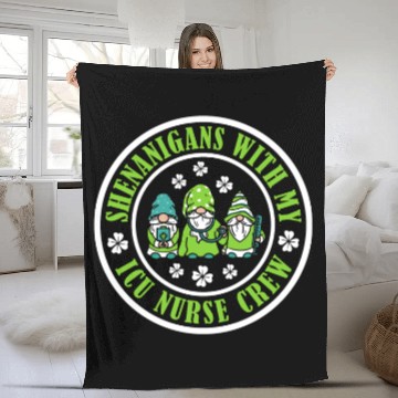 Discover Shenanigans With My ICU Nurse Crew Saint Fleece Blankets