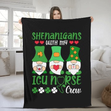 Discover Shenanigans With My ICU Nurse Crew Saint Fleece Blankets