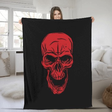 Discover Red angry skull face Red angry skull face inspirat Fleece Blankets