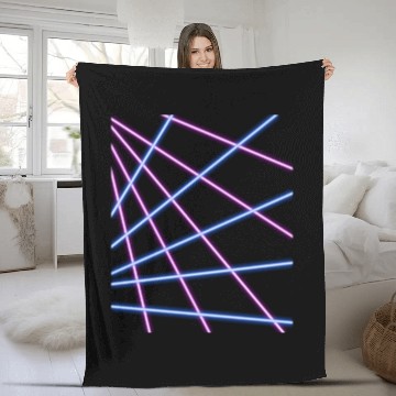Discover Retro 80s Purple and Blue Neon Laser Beams Fleece Blankets
