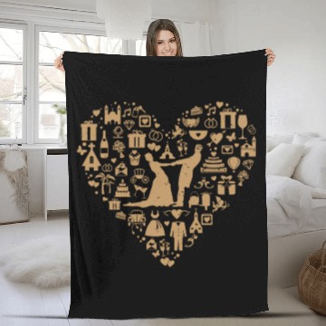 Discover Wedding Marriage Bride and Groom Heart Cloud Fleece Blankets