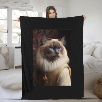 Discover Ragdoll Cat Breed Portrait Royal Renaissance Anima Fleece Blankets