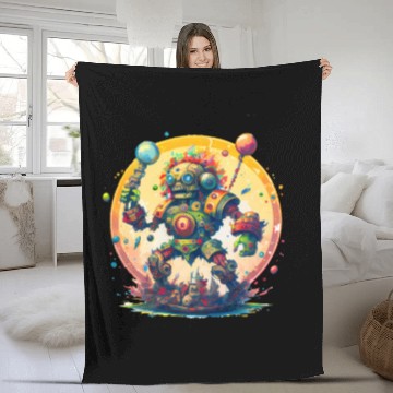 Discover Inca,Maya robot warrior Fleece Blankets