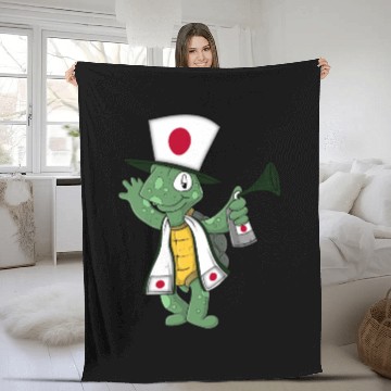 Discover Japanese Fan Turtle Fleece Blankets