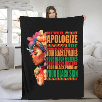 Discover Black History: I Love My Black Color Never Apologi Fleece Blankets