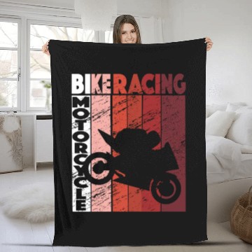 Discover Bike Racing Motorcycle Race Retro Biker Fleece Blankets