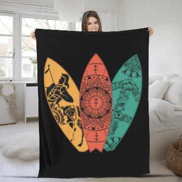Discover Sagittarius Zodiac Sign Surfboard Surfing Horoscop Fleece Blankets
