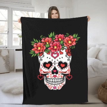 Discover Valentines Sugar Bone Muertos Day Halloween Fleece Blankets