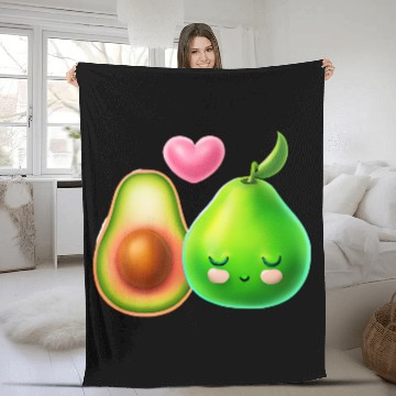 Discover Avocado Love - Cute Couple Design Fleece Blankets