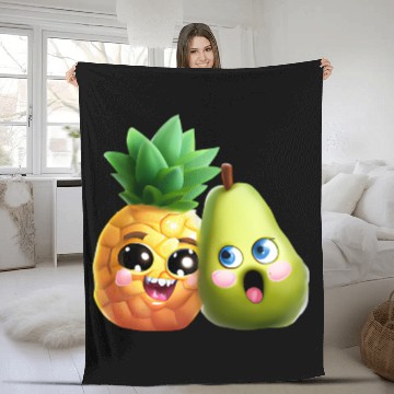 Discover Pineapple pear love - cute fruit design Fleece Blankets