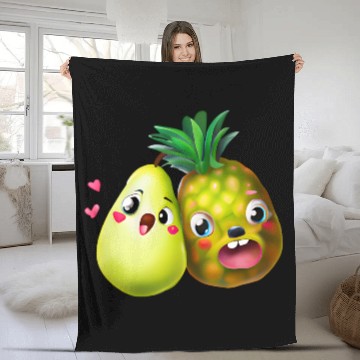 Discover Pineapple pear love - cute fruit design Fleece Blankets