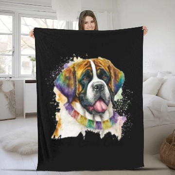 Discover Mardi Gras Cutie Saint Bernard Fleece Blankets