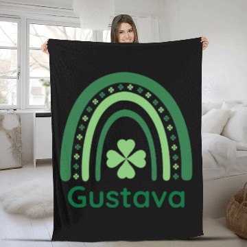 Discover Gustava Clover Charm Boho Rainbow Fleece Blankets