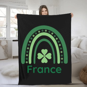 Discover France Clover Charm Boho Rainbow Fleece Blankets